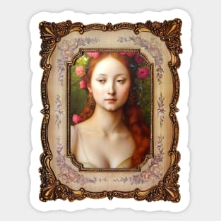 Portrait of a Beautiful Medieval Style Girl Sticker